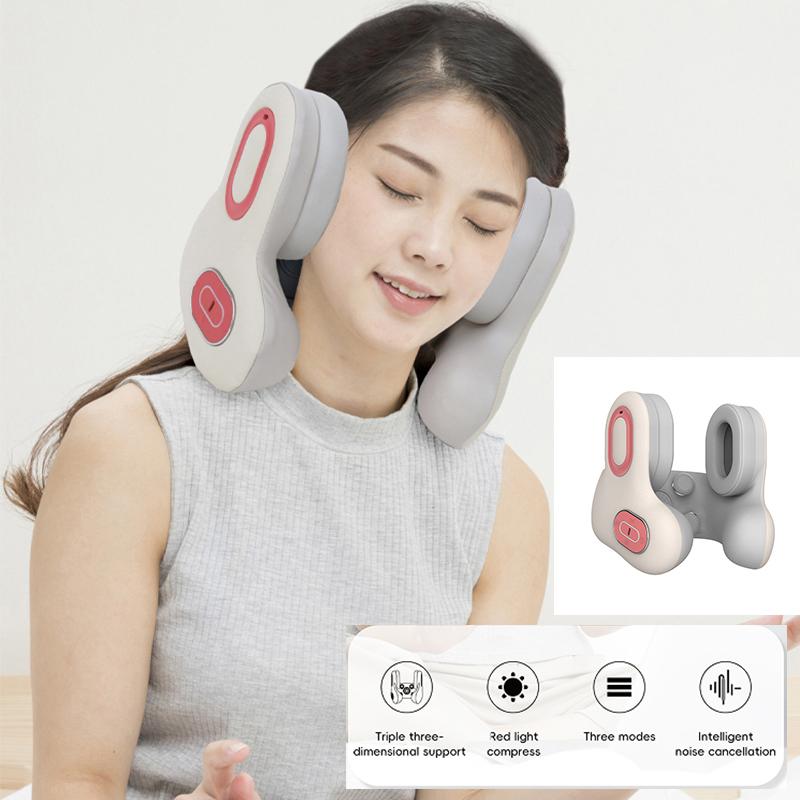 Travel Pillow U-shaped Neck Pillow Music Noise Reduction Active Noise Reduction Red Light Hot Compress Vibration Massage