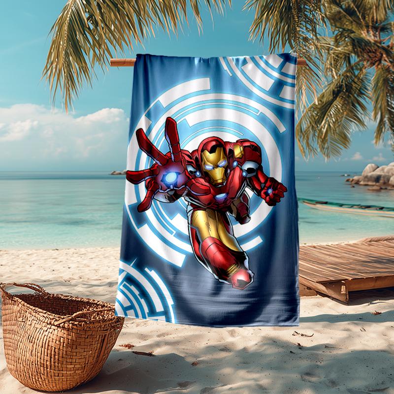 Ultra-Soft Beach Towel with Iron-Man Theme,Ideal for Pool - Camping, Diving - Perfect Travel Essential, Vibrant Beach Towel.