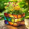 Stacked Books Flower Pot Resin Book Shaped Planter for Home Garden Decoration