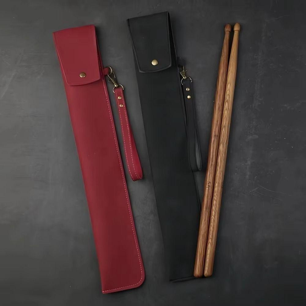 PU Leather Drum Stick Sleeve Portable Handle Drum Stick Case Practical Drumstick Storage Bag Gift