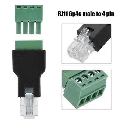 Разъем Ethernet RJ11 6P4C «папа» на 4-контактный разъем с винтовой клеммой