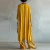 2026 European and American Women's Fashion Digital Print Wide-Leg Pants + Crew Neck Long-Sleeve Solid Color Top Two-Piece Set