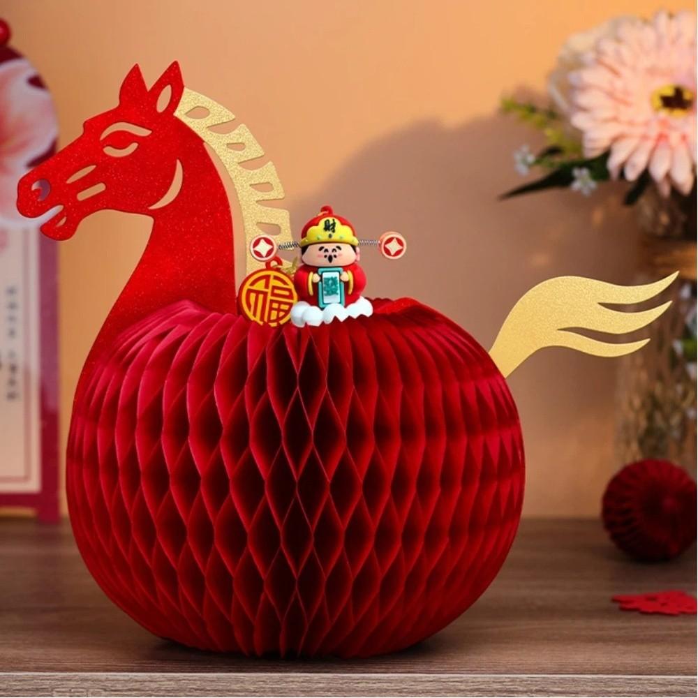Украшение стола Новогодний конь Украшение на Китайский Новый год Складная бумажная лошадка Красное украшение-лошадка