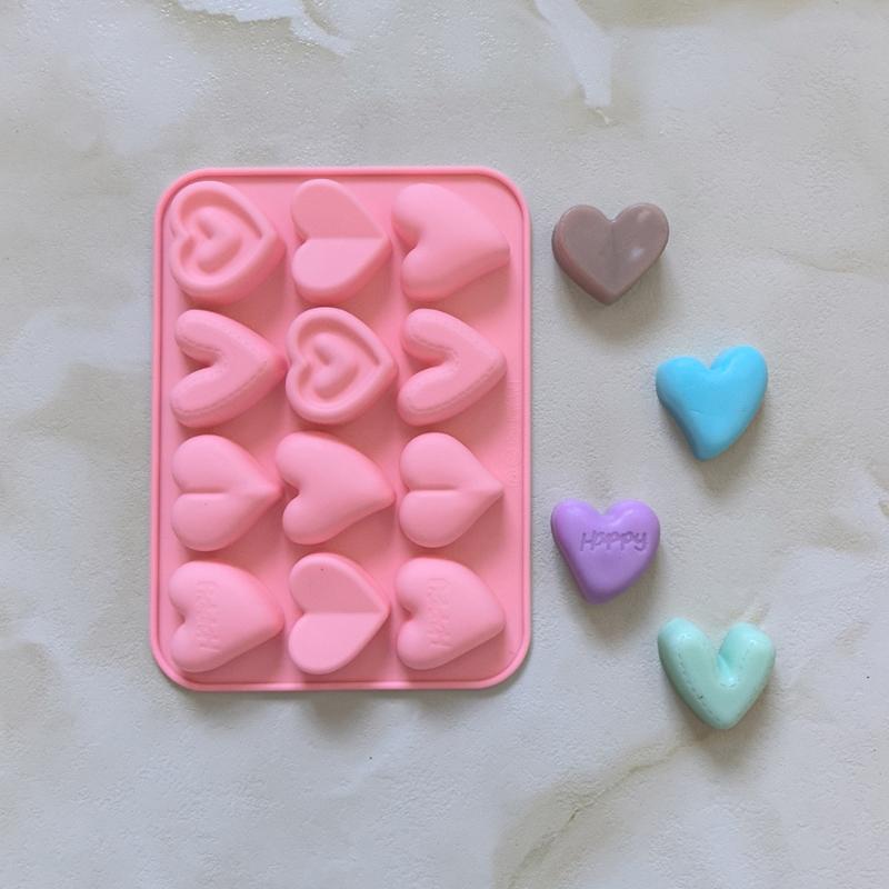Silicone 12 Consecutive 6 Heart Shaped Chocolate Baking Mold Valentine's Day Candy Jelly DIY Cookie Cake Baking Tool