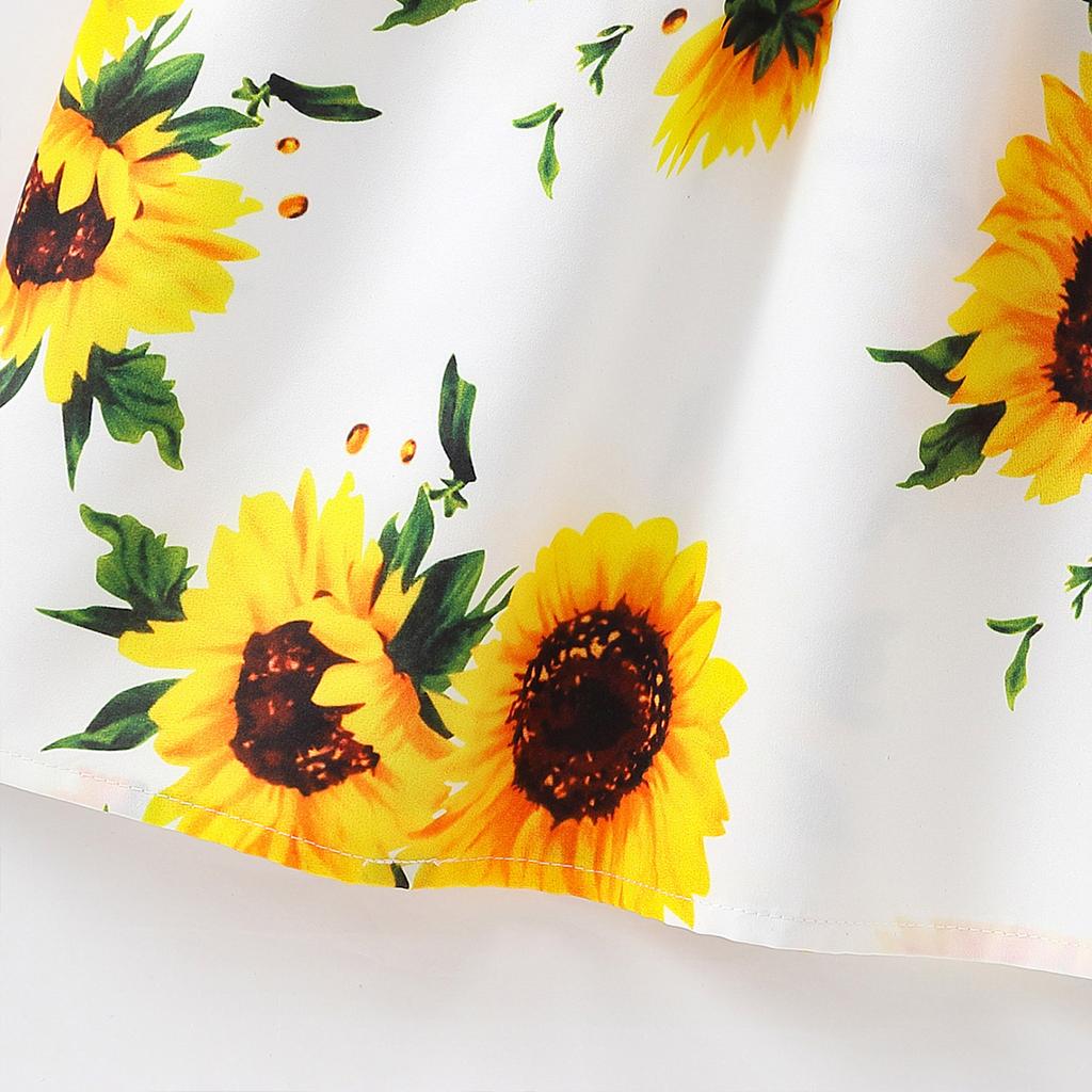 Платье без рукавов с принтом подсолнухов для девочек 7-14 лет, повседневное, без рукавов