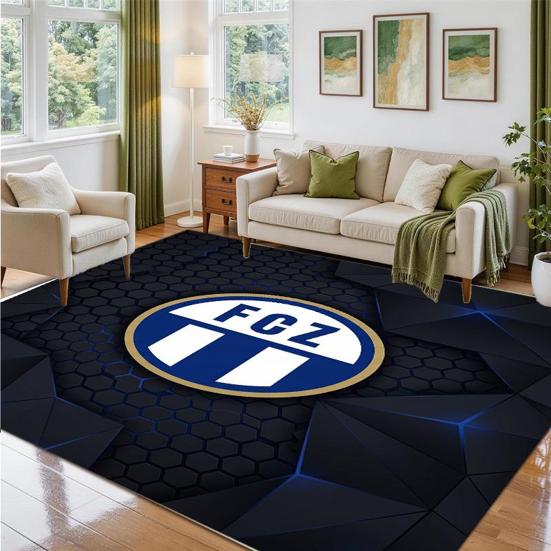 FC Zürich Design Crystal Velvet Rug Soft Decorative Mat for Bedroom Entrance