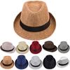 Straw Trilby Sun Hat Mens Ladies Womens Summer Panama Designer Fedora Beach Hat