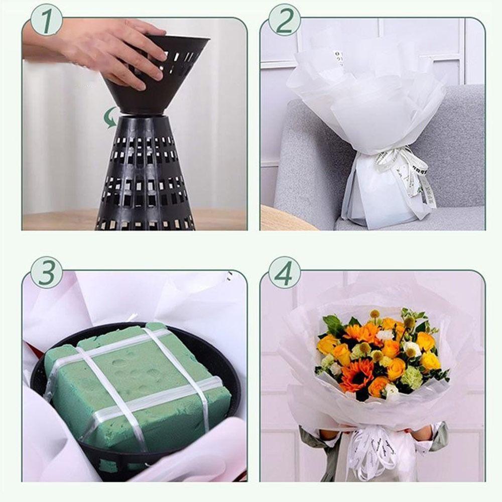 Plastic Flower Bouquet Base Quick Wrap Flower Base Bouquet Wrapping for Flowers Store Party Shop