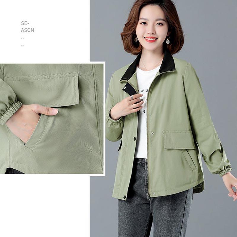 Ветровка, женская короткая куртка, весенняя свободная модная куртка с тонким воротником-стойкой