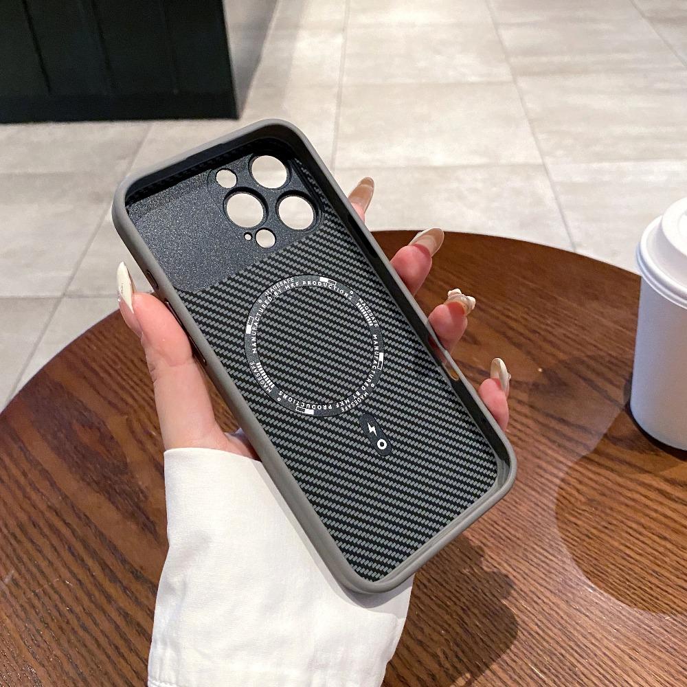 Стильный чехол-книжка из углеродного волокна с большим окном для iPhone 17 Air 16E 16 15 14 Pro Max, с магнитной поддержкой беспроводной зарядки, ударопрочный защитный чехол