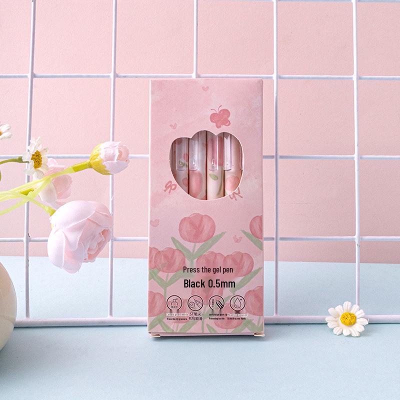 Розовая ручка-клик Tulip с быстросохнущими чернилами 0.5 - Стильная ручка для экзаменов и практики