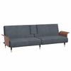 Dark Grey Velvet Sleeper Sofa with Drink Holders
