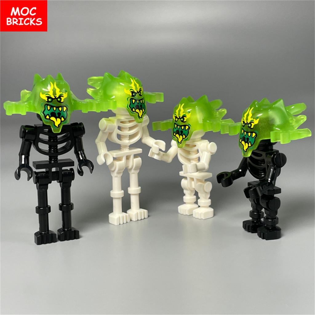 Нетоксичные Moc Кирпичи Хэллоуин Светящийся Шлем Фигурка Призрак Строительные Блоки Аксессуары Подарки для Детей Детские Игрушки