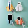 Phone Wall Holder Self-adhesive Punch Free Anti-slip Charging Multi-function Storage Box with Hanger for Living Room