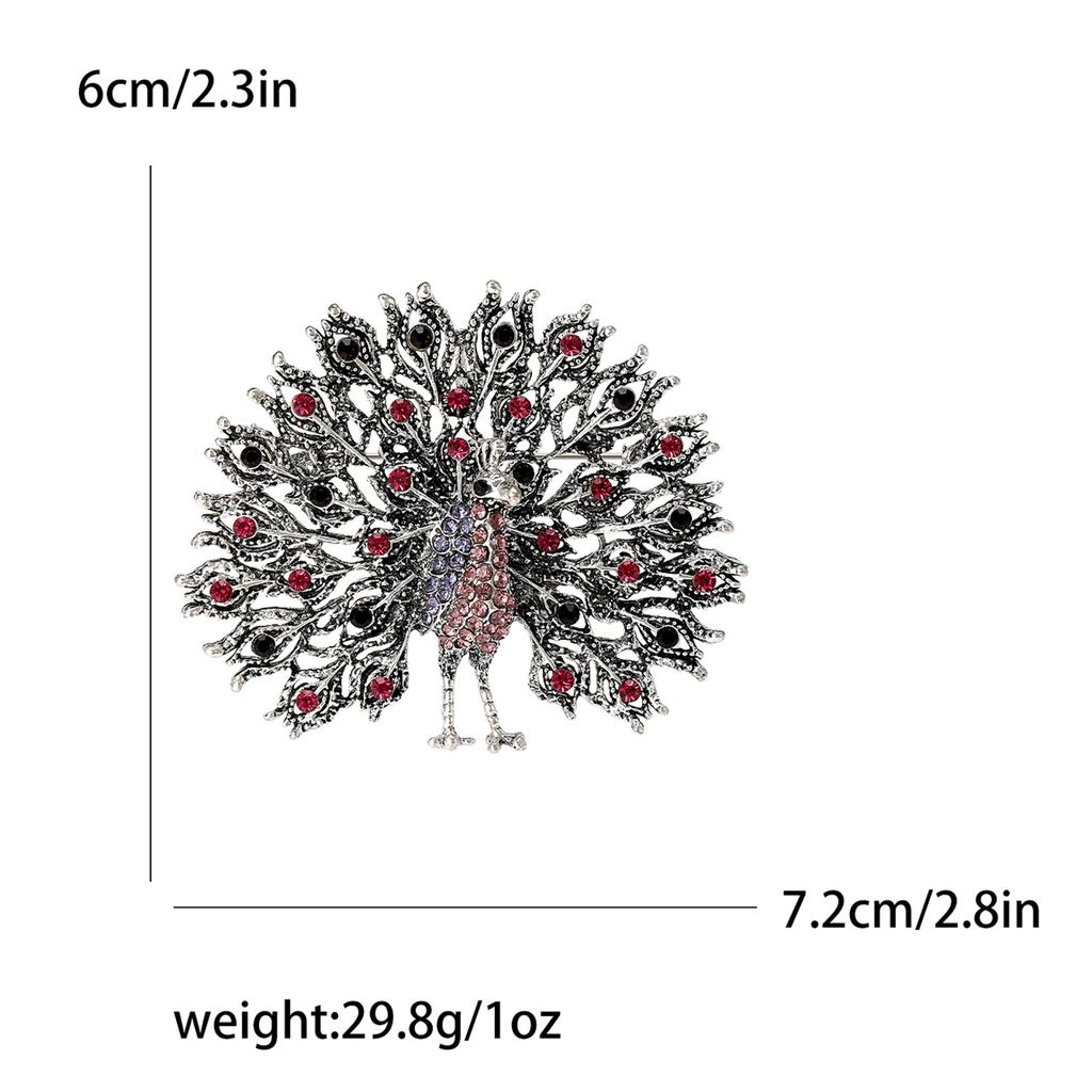 Stylish Retro Peacock Corsage Accessories, Peacock Screen Brooch, Creative Personalized Rhinestone Animal Pin