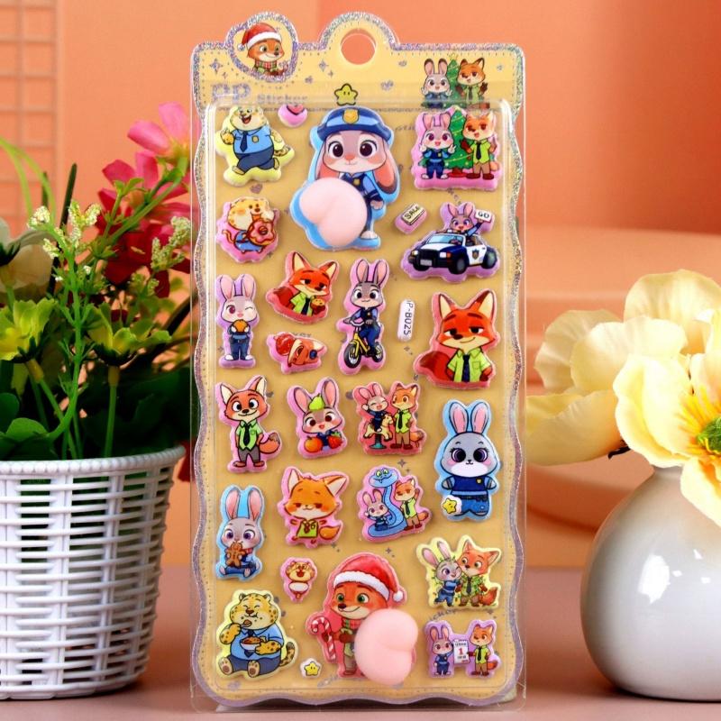 Mixed 4 Pcs3D Zootopia Stickers Cute Diy Phone Case Decorations Children'S Toy Hand Account Stickers Gift