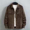 Men's Spring Plus Size Loose Casual Corduroy Shirt Long Sleeve Lapel Handsome Jacket