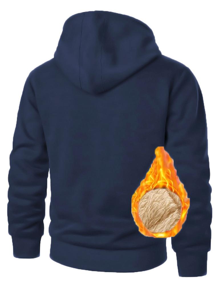 Осень Новая Мужская Повседневная Флисовая Толстовка с Капюшоном на Молнии Однотонная Теплая Спортивная Одежда Мужская Модная Верхняя Одежда