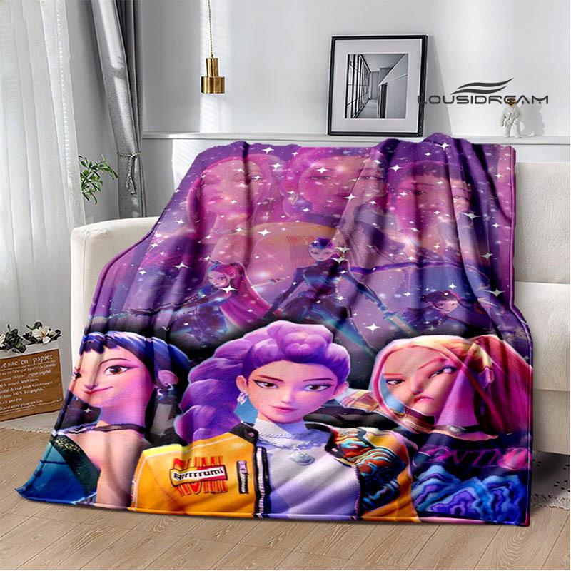 KPop Demon Hunters Cartoon printed blanket Picnic blanket Warm Flannel blankets Home bed linings blankets for beds Birthday Gift