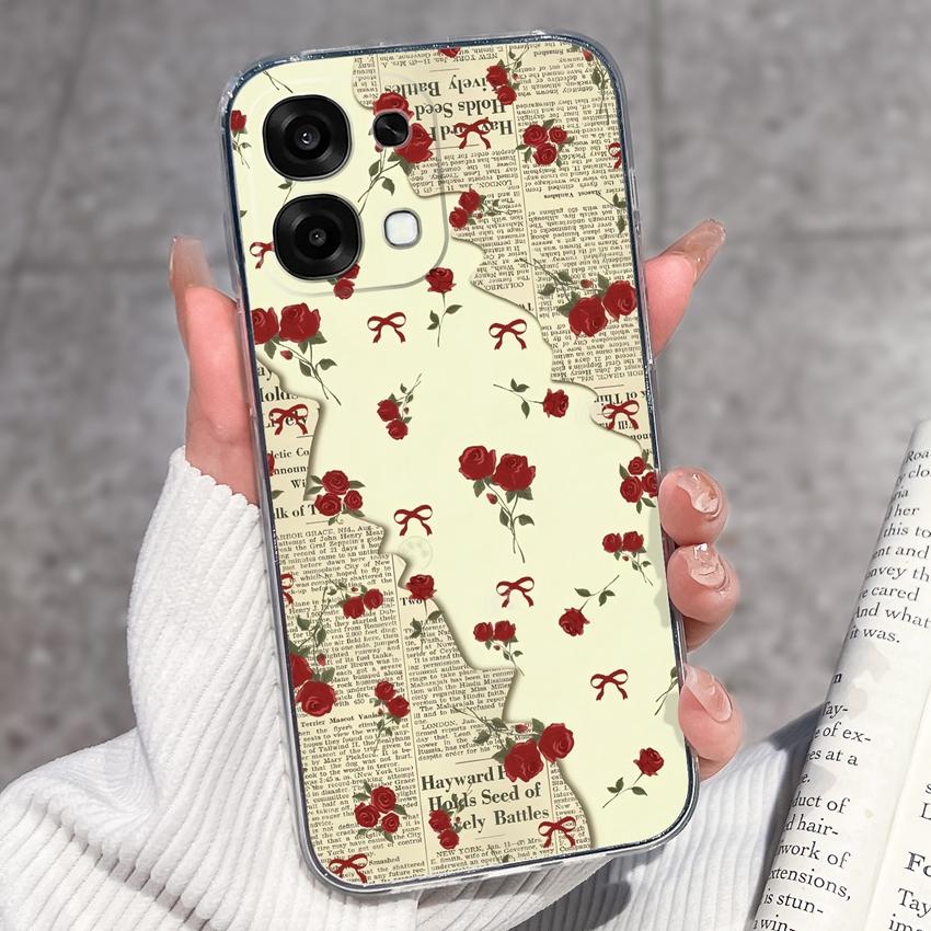Для Oppo A6 Pro A6x A5x K13 Realme 15X C85 V70 V70s CT 7 7T 8 Чехлы для телефонов Красивые узоры Сакура Бабочки Корпус Мягкий силикон ТПУ Прозрачный корпус