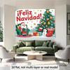 2D flat, 1 large Santa Claus wall banner for indoor/outdoor use, includes snowman, bell and gift
