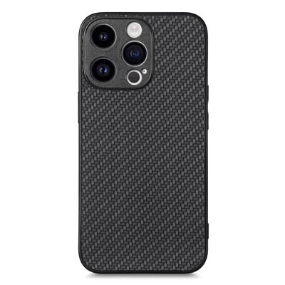 Чехол для iPhone 15 Pro Max с текстурой углеродного волокна, PU+PC+TPU чехол для телефона