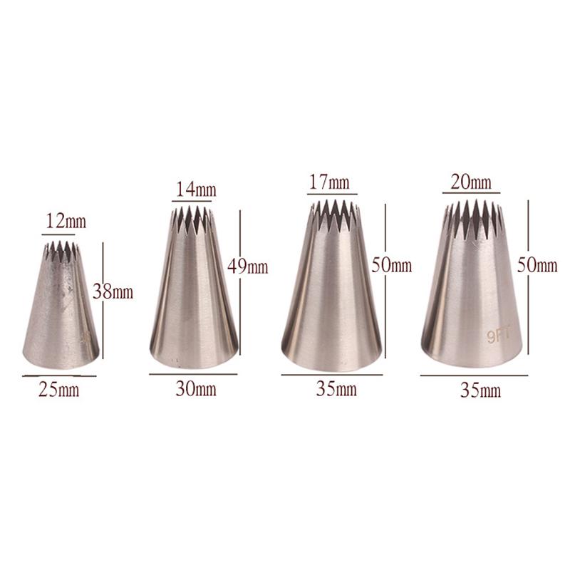 4Pcs Large Icing Piping Nozzles Cake Baking Cookie Cupcake Piping Nozzle Decor