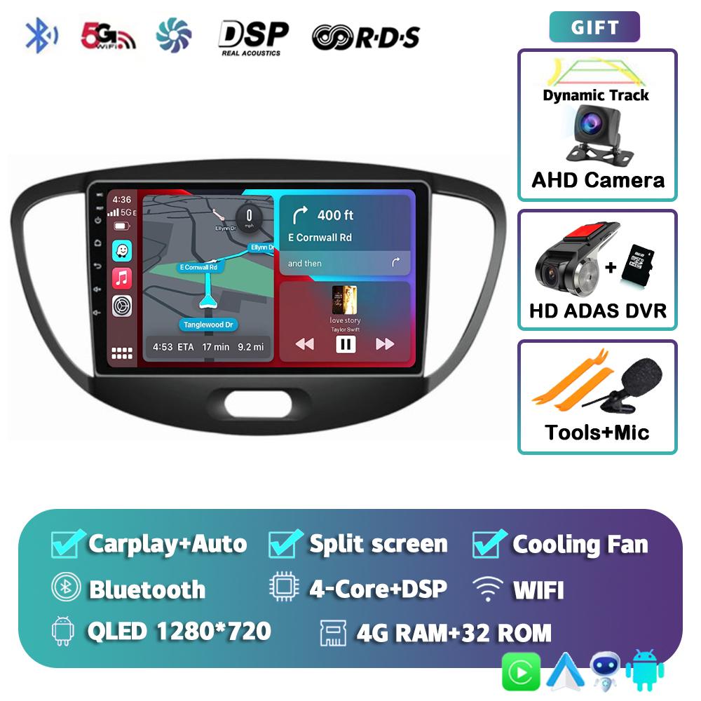 Android 14 Автомагнитола Carplay Auto для Hyundai I10 2007 2008 2009 2010 2011 2012 2013 GPS-регистратор Мультимедийный плеер 4G+WiFi DSP