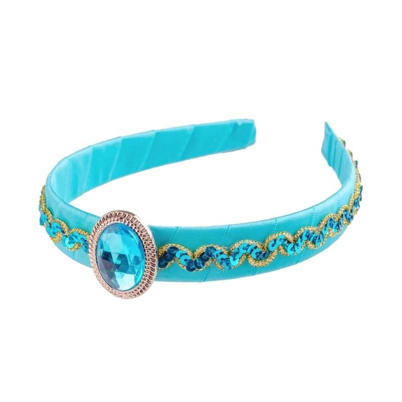 Girls Jasmine Headbands with Large Crystal Headwear Princess Arabian Hair Bands Arabian Princess Hair Bands Headpiece