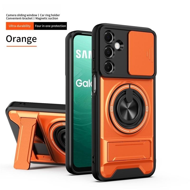 Бронированный чехол для Samsung Galaxy A37 A56 A36 A16 A26 A06 A17 A07 A55 A35 A25 A15 5G с магнитной подставкой-держателем, кольцом, защитой объектива