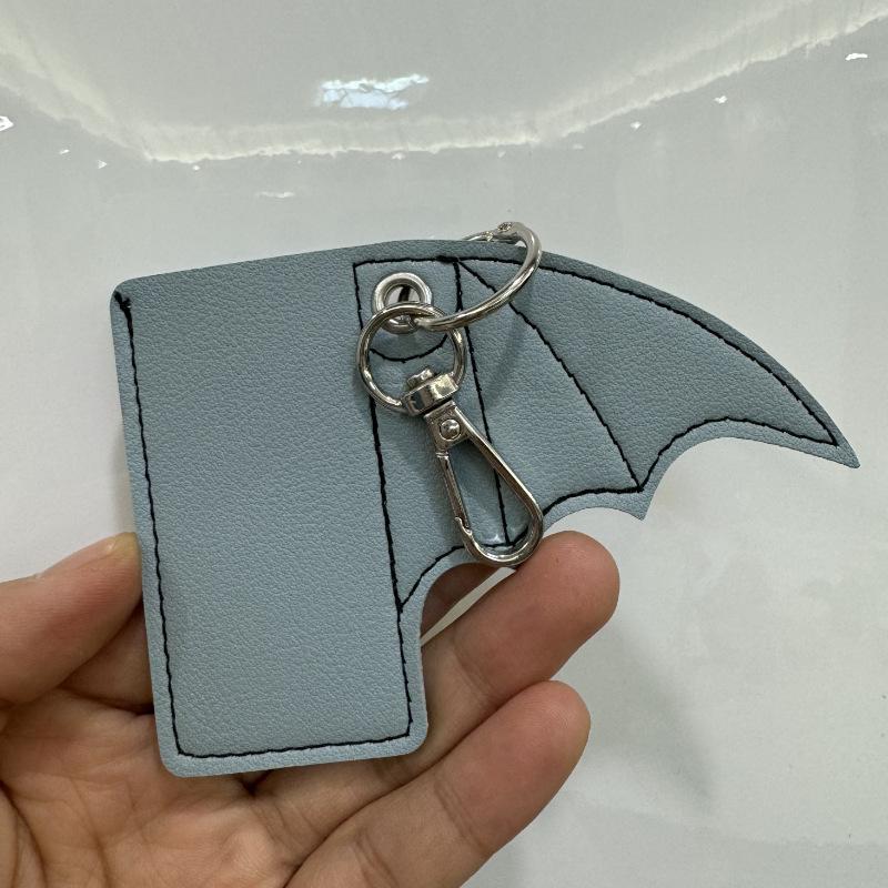 Bat Lip Balm Holder Lighter Case Keychain Pu Leather Wing Design Punk Style Pendant Accessories Lighter Protective Leather Case