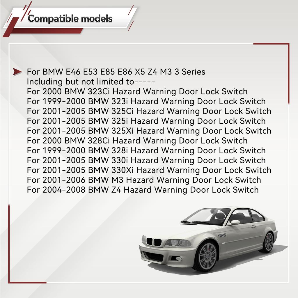 Выключатель аварийной сигнализации Кнопка аварийной вспышки Вкл/Выкл 61318368920 Подходит для BMW 3 серии E46 E53 E85 E86 X5 Z4 M3 325