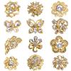 12 Pcs/set Exquisite Fashion Women Girls Luxury Small Crystal Brooches Pins Elegant Unisex Suit Clothing High-end Corsages Badge
