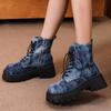 Fashion Fashion Platform Denim Ankle Boots Women Crystal Chunky Heels Short Boots Woman Thick Bottom Non Slip Motorcycle Booties Female