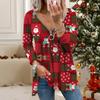 Women Autumn Christmas Printed Long Sleeve T-Shirts Loose V-Neck Plus Size Tee Shirt Tops Comfy Blouse