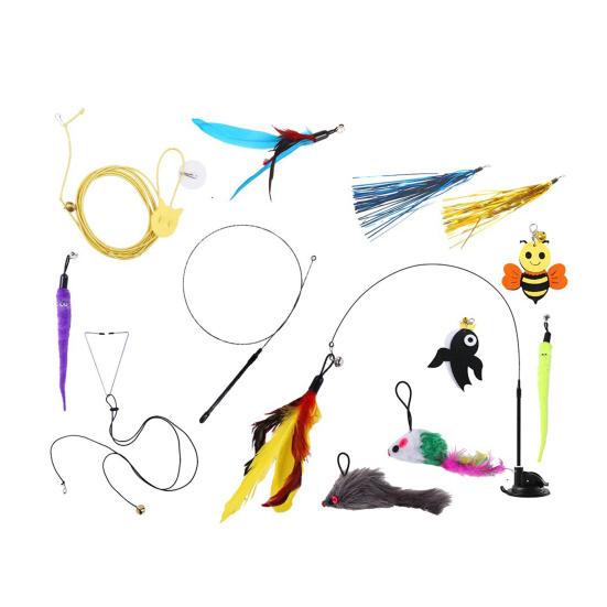 Кошачья перьевая палочка-игрушка Интерактивная дразнилка для котят с присоской 2 режима игры Кошачья палочка-игрушка для домашних упражнений и развлечений