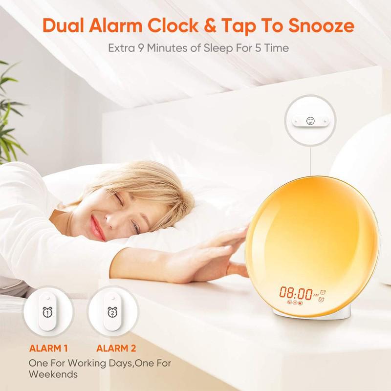 Smart Wake-Up Light: Sunrise Simulation LED Alarm Clock with Colorful Atmosphere, White Noise, and Children's Bedside Lamp.