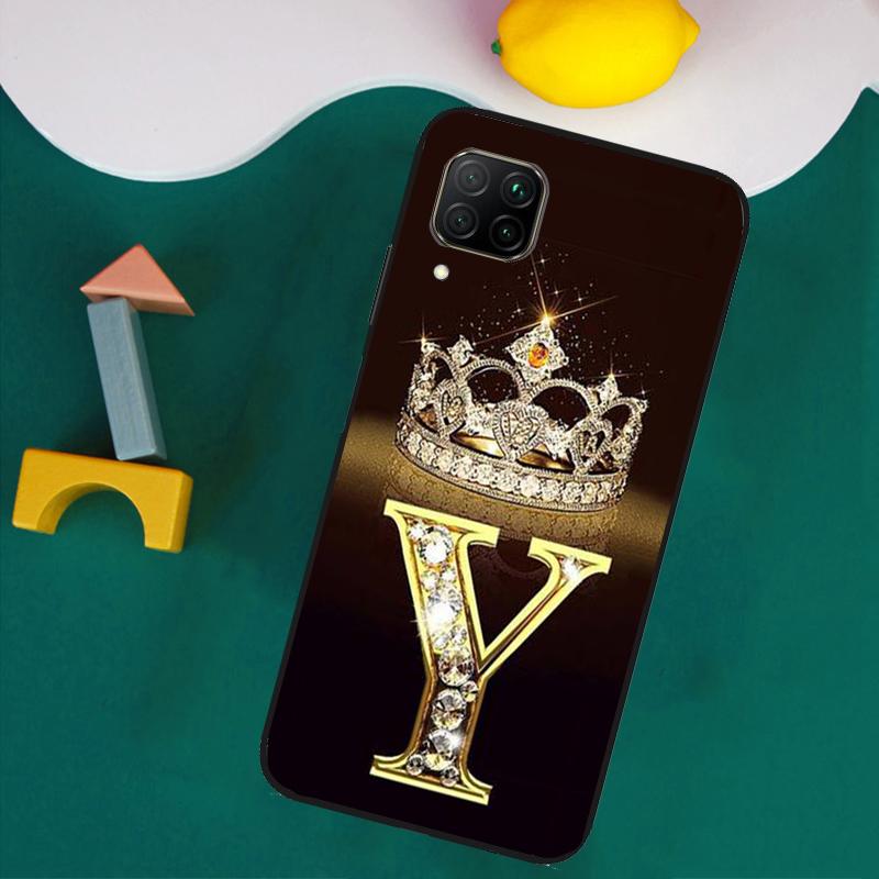 Чехол-буквы Монограмма Золотой Мрамор для Huawei Nova Y73 Y72 Y70 Y90 Y60 Y61 Y91 12s 12i 11i 8i 9 10 SE P40 Lite P30 P60 Pro
