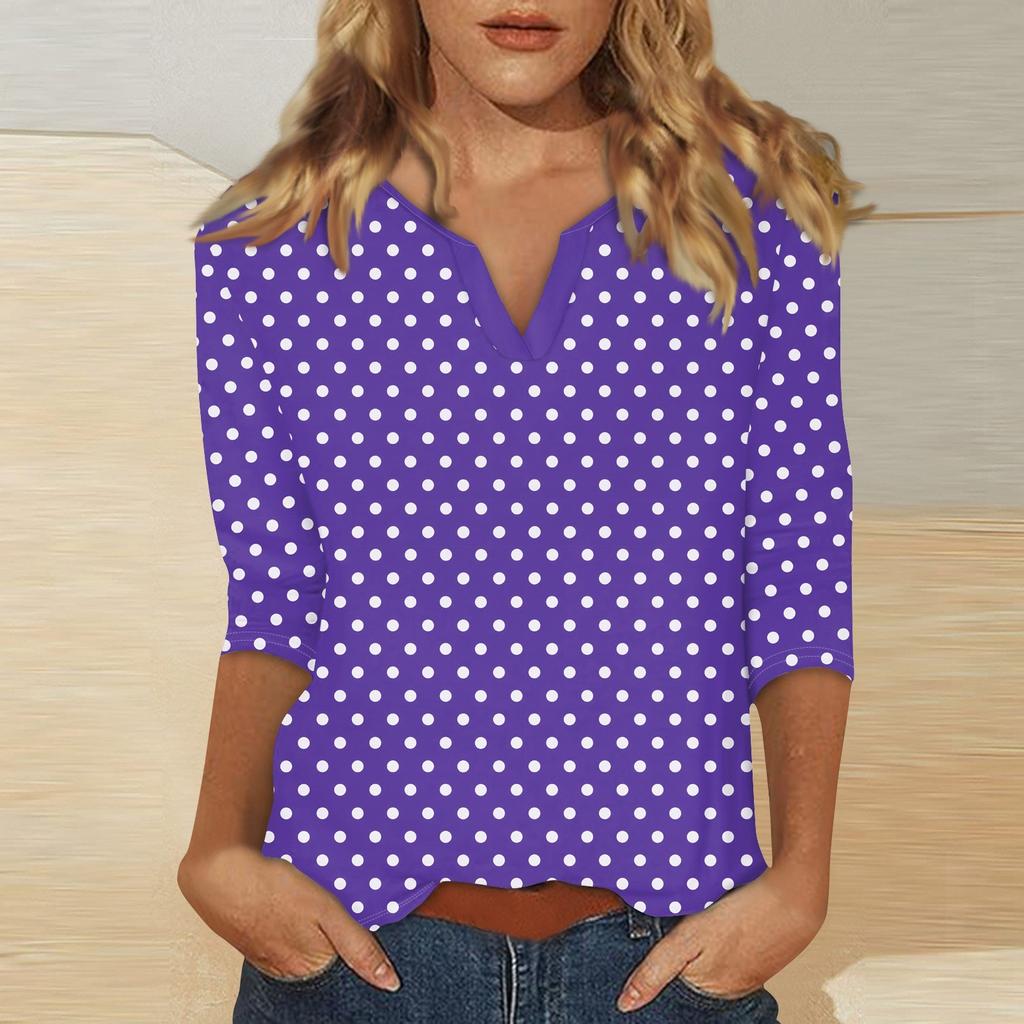 Women's Stand Collar 3/4 Sleeve Printed Top T-shirt