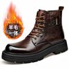 Новые дизайнерские ботинки из натуральной кожи для мужчин, осенне-зимние британские шерстяные мотоциклетные ботинки, мужская модная повседневная обувь на платформе для мужчин