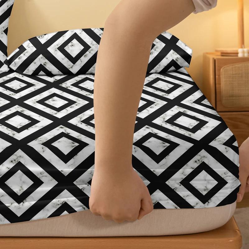 1 Piece Of Black And White Back Patterned Frosted Bedsheet, Bedroom Printed Bedspread, Bedding (Excluding Pillowcases)
