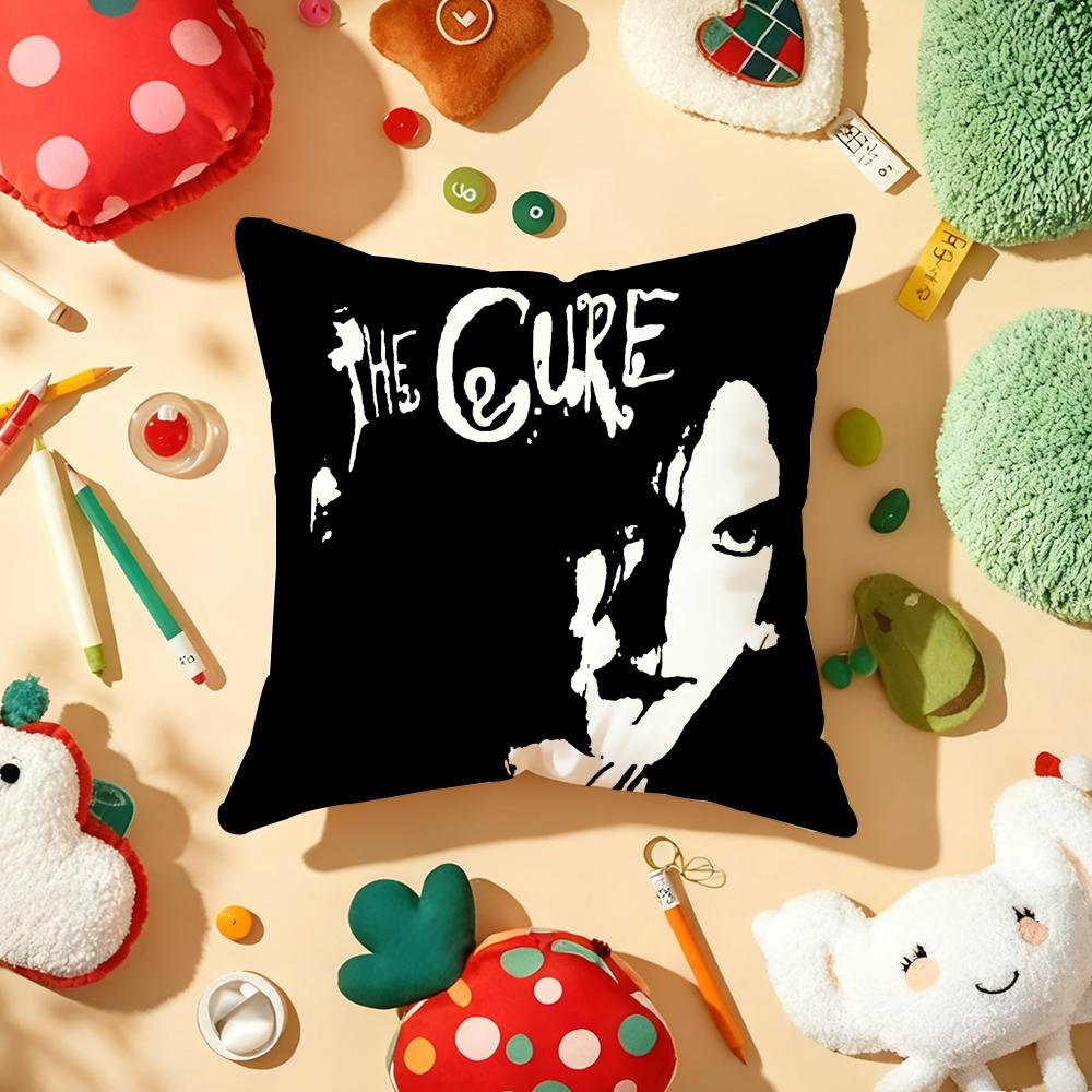 Vintage The C-Cure Rock Band Cushion Cover Plush Fabric Soft Double-Sided Printed Sofa Warm Winter Home Gift Pillow Cover