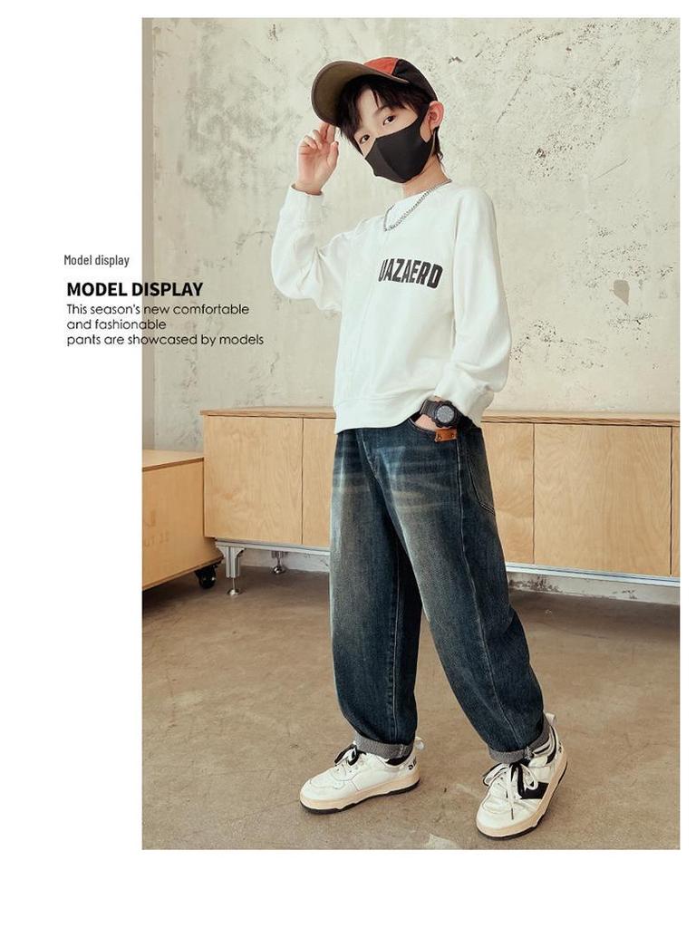 Spring Boys' Retro Casual Jeans - Trendy and Simple Children's Clothing