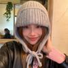 Face Small Solid Color Lace-up Knitted Wool Flying Hat Women's Winter Versatile Ear Protection Student Lei Feng Hat