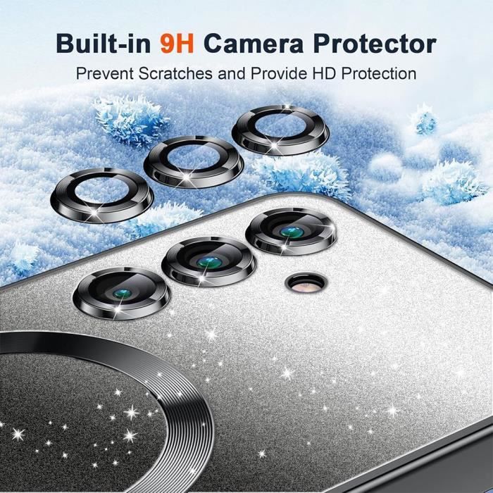 Case + 2 Tempered Glasses for Samsung Galaxy S24 FE, Silicone with Magnetic Ring and Camera Protection - Black