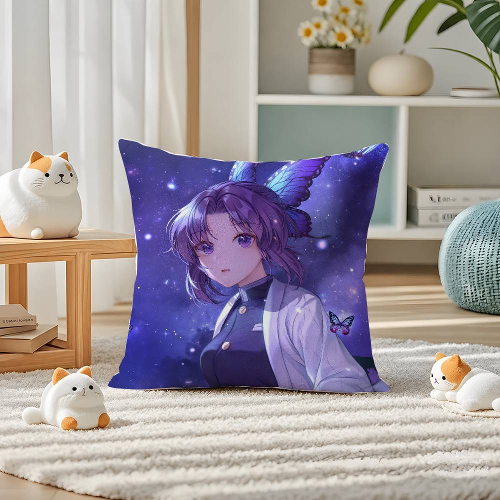 Demon Slayer Serpent Breathing Art Anime Plush Pillow Cover Soft Short Plush Cushion Cover For Sofa Bedroom Home Decor Gift