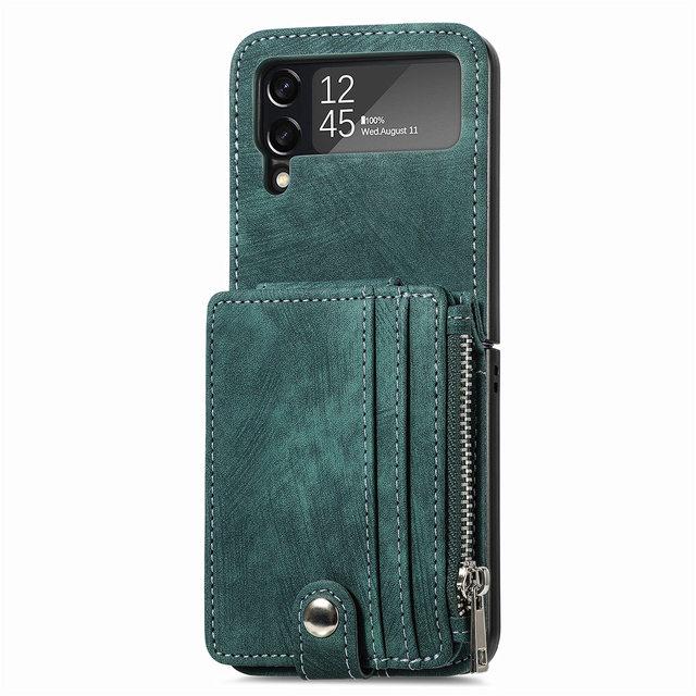 Кожаный складной чехол с отделением для визитных карточек для Samsung Galaxy Z Flip 4 5g Flip4 Flip 3 Flip3 Zflip4, чехлы-кошельки с защитой от царапин