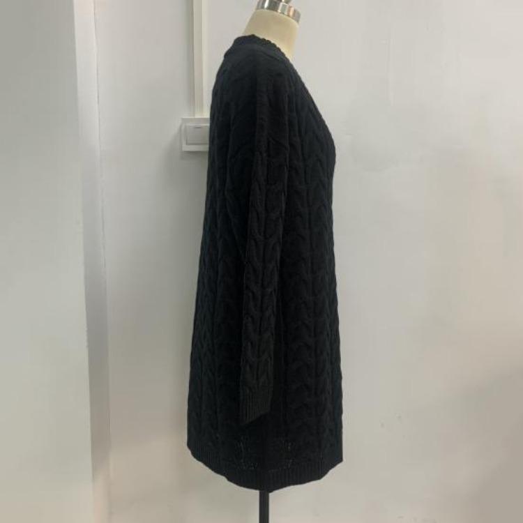 Женский Стильный Осенне-Зимний Кардиган-Свитер Куртка Средней Длины Свободного Покроя На Пуговицах Уличная Одежда