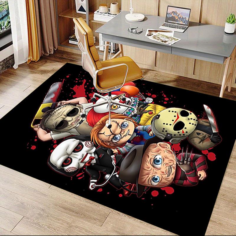 Horror Icons Collage Carpet For Playroom Bedroom Living Room Sofa Home Decorkids Game Area Rug Nonslip Floor Mat