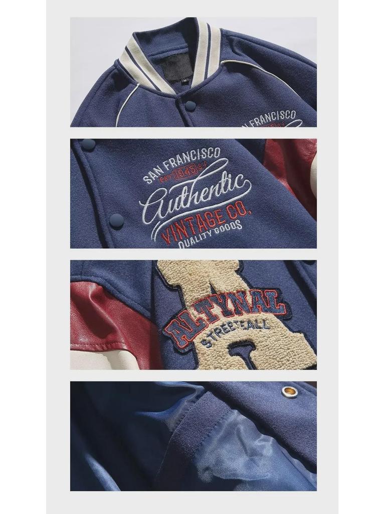 Мужская куртка в корейском стиле 2024 года с контрастными вставками: Американский образ в стиле бейсбола на весну/осень